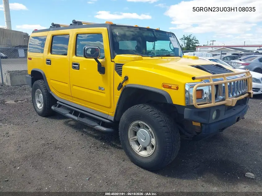 2003 Hummer H2 VIN: 5GRGN23U03H108035 Lot: 45361191