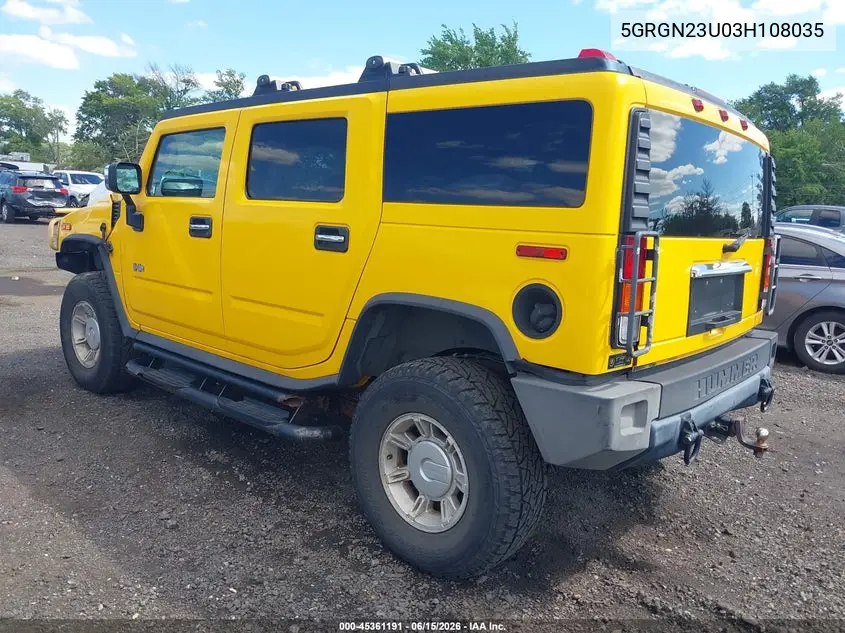 2003 Hummer H2 VIN: 5GRGN23U03H108035 Lot: 45361191