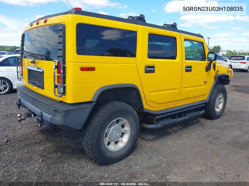 2003 Hummer H2 VIN: 5GRGN23U03H108035 Lot: 45361191
