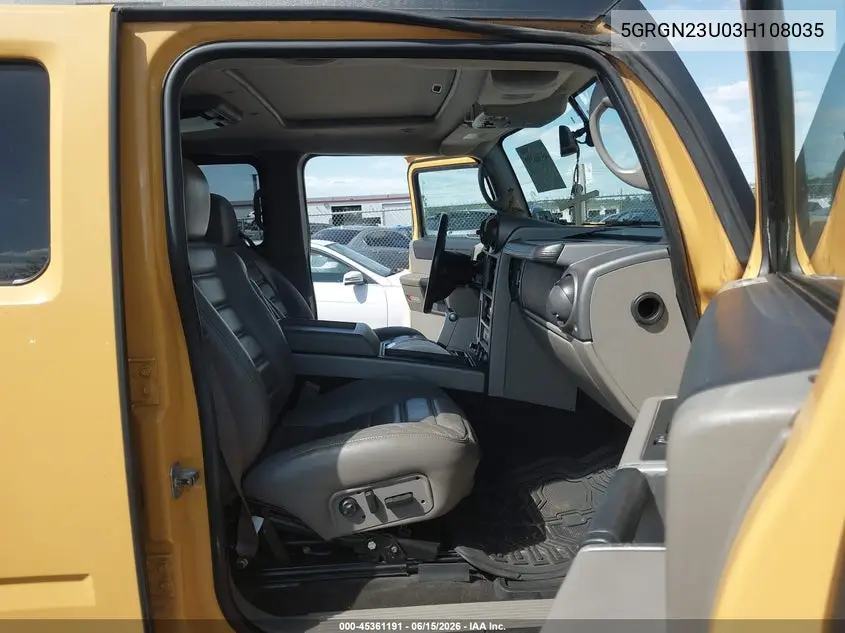 2003 Hummer H2 VIN: 5GRGN23U03H108035 Lot: 45361191