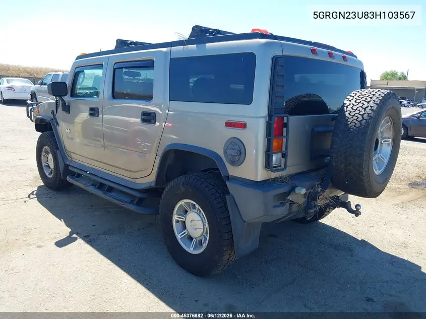 2003 Hummer H2 VIN: 5GRGN23U83H103567 Lot: 45376882