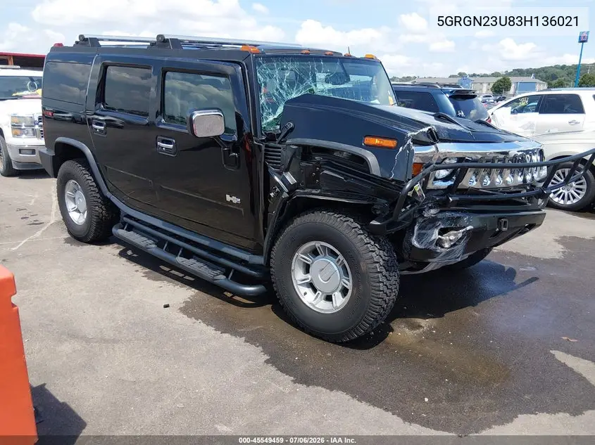 2003 Hummer H2 VIN: 5GRGN23U83H136021 Lot: 45549459