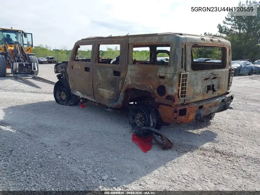 2004 Hummer H2 VIN: 5GRGN23U44H120559 Lot: 45295636