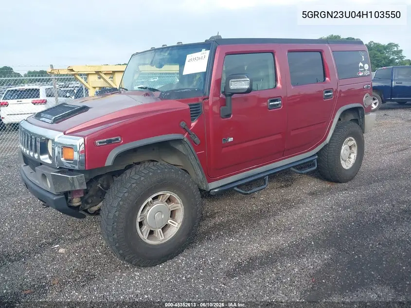 2004 Hummer H2 VIN: 5GRGN23U04H103550 Lot: 45352613