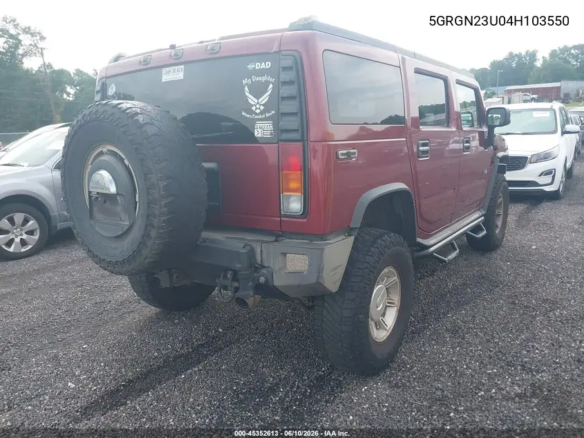 2004 Hummer H2 VIN: 5GRGN23U04H103550 Lot: 45352613
