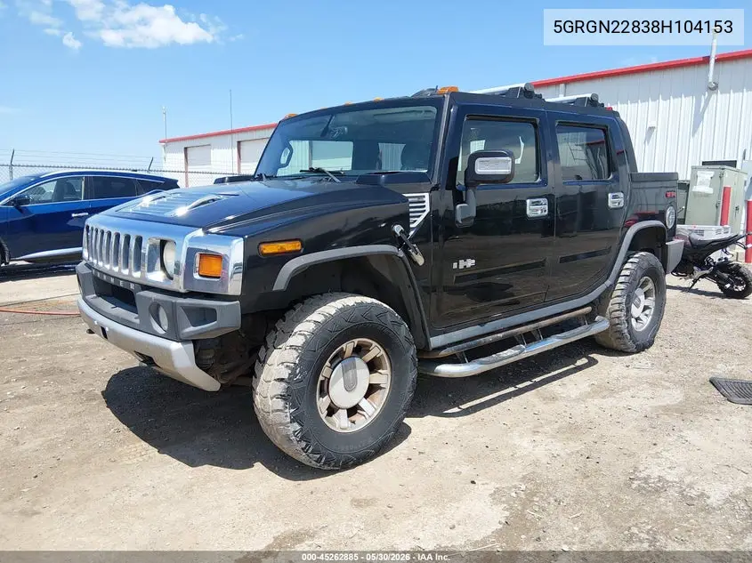2008 Hummer H2 Sut VIN: 5GRGN22838H104153 Lot: 45262885