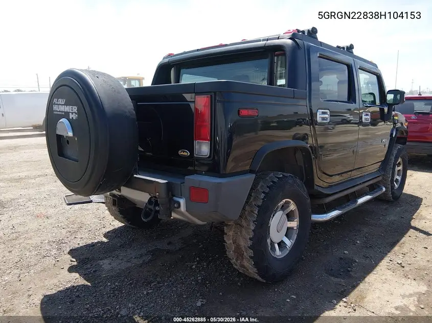 2008 Hummer H2 Sut VIN: 5GRGN22838H104153 Lot: 45262885
