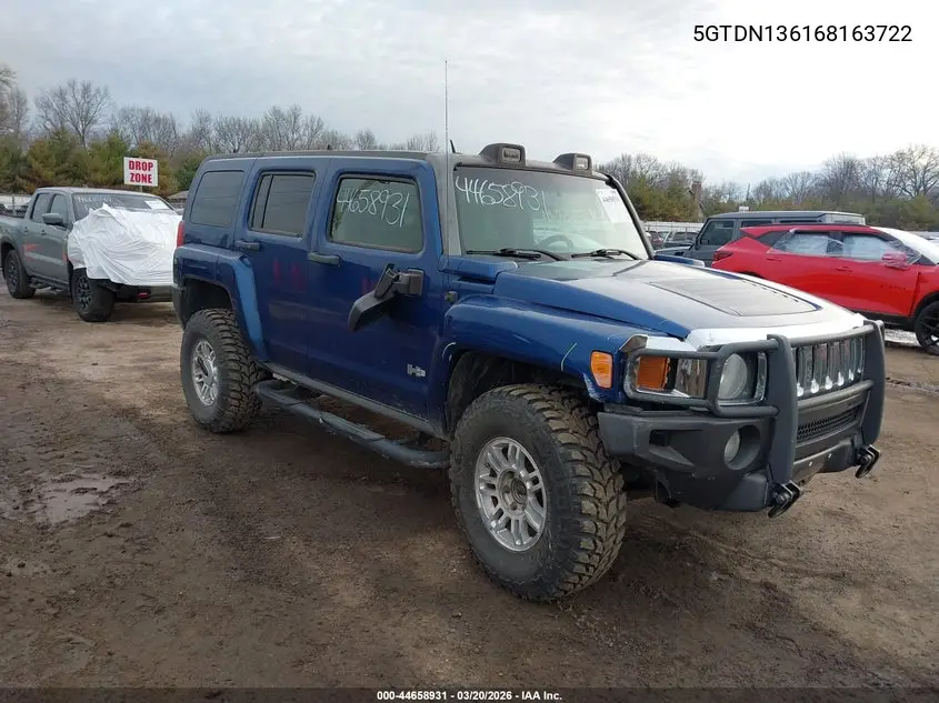 2006 Hummer H3 Suv VIN: 5GTDN136168163722 Lot: 44658931