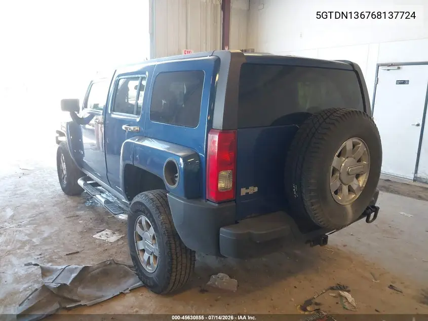 2006 Hummer H3 Suv VIN: 5GTDN136768137724 Lot: 45630855
