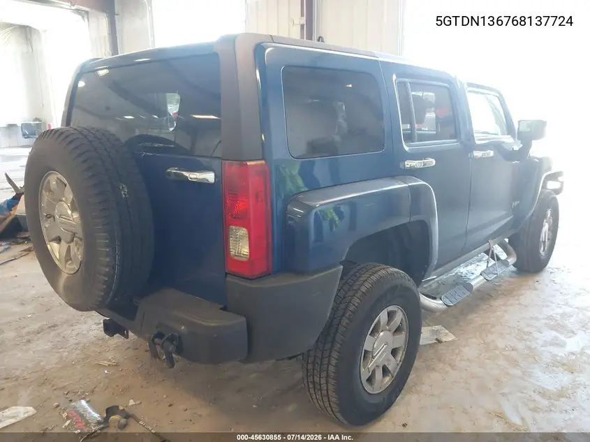 2006 Hummer H3 Suv VIN: 5GTDN136768137724 Lot: 45630855