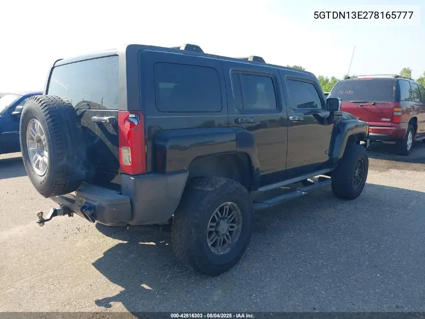 2007 Hummer H3 Suv VIN: 5GTDN13E278165777 Lot: 42816303