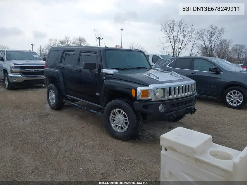 2007 Hummer H3 Suv VIN: 5GTDN13E678249911 Lot: 44709990