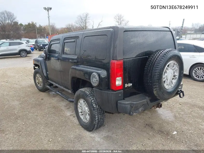 2007 Hummer H3 Suv VIN: 5GTDN13E678249911 Lot: 44709990