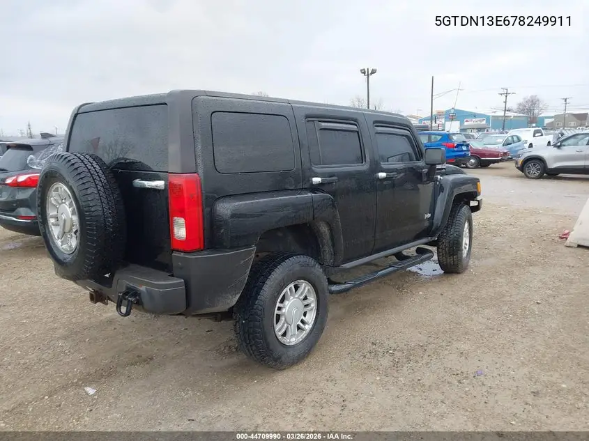 2007 Hummer H3 Suv VIN: 5GTDN13E678249911 Lot: 44709990
