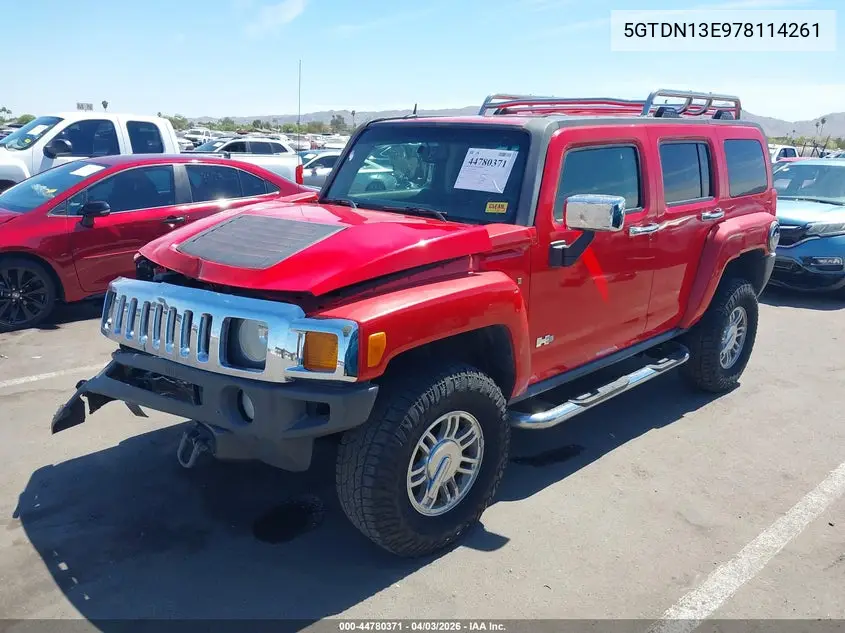 2007 Hummer H3 Suv VIN: 5GTDN13E978114261 Lot: 44780371