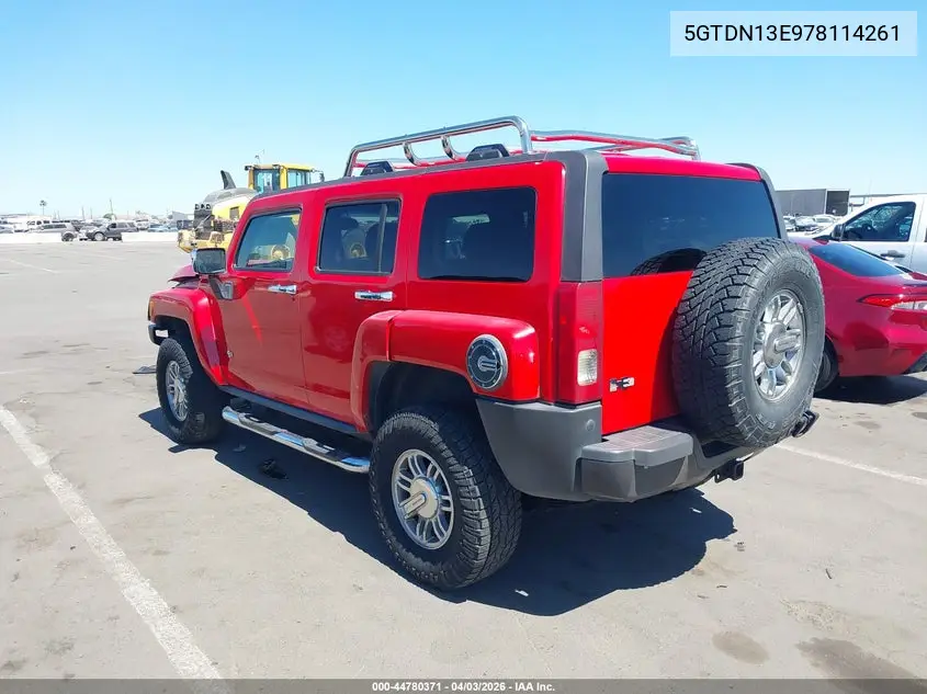 2007 Hummer H3 Suv VIN: 5GTDN13E978114261 Lot: 44780371