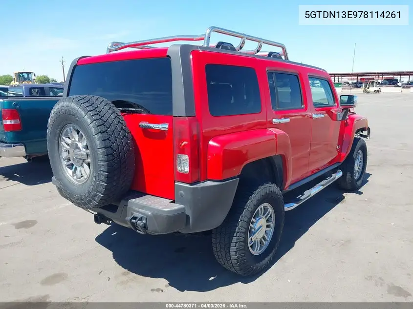 2007 Hummer H3 Suv VIN: 5GTDN13E978114261 Lot: 44780371