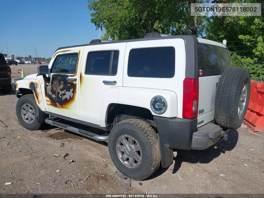 2007 Hummer H3 Suv VIN: 5GTDN13E578118002 Lot: 45084152