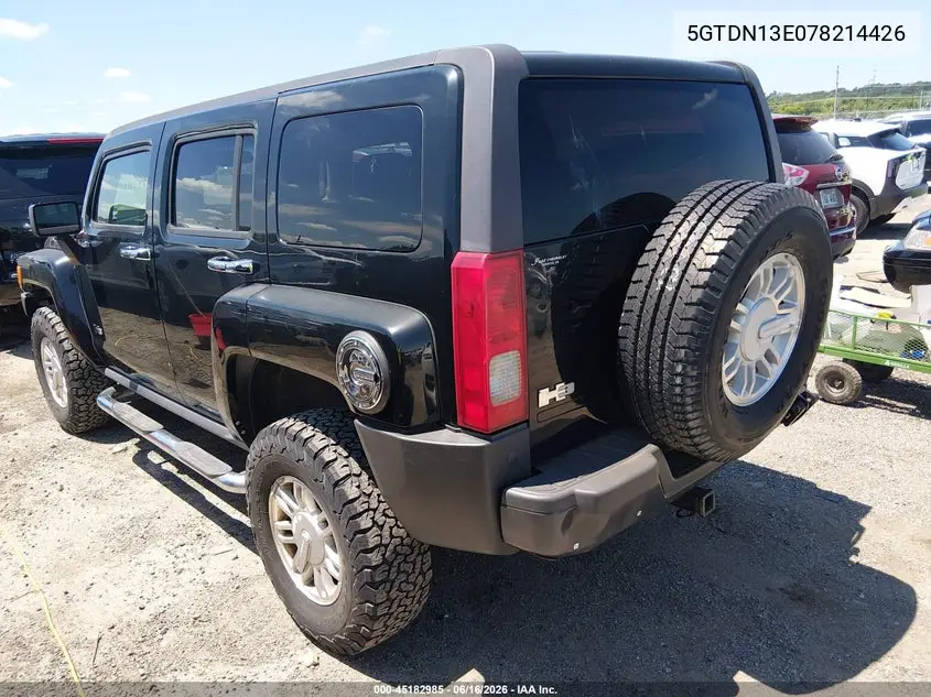 2007 Hummer H3 Suv VIN: 5GTDN13E078214426 Lot: 45182985