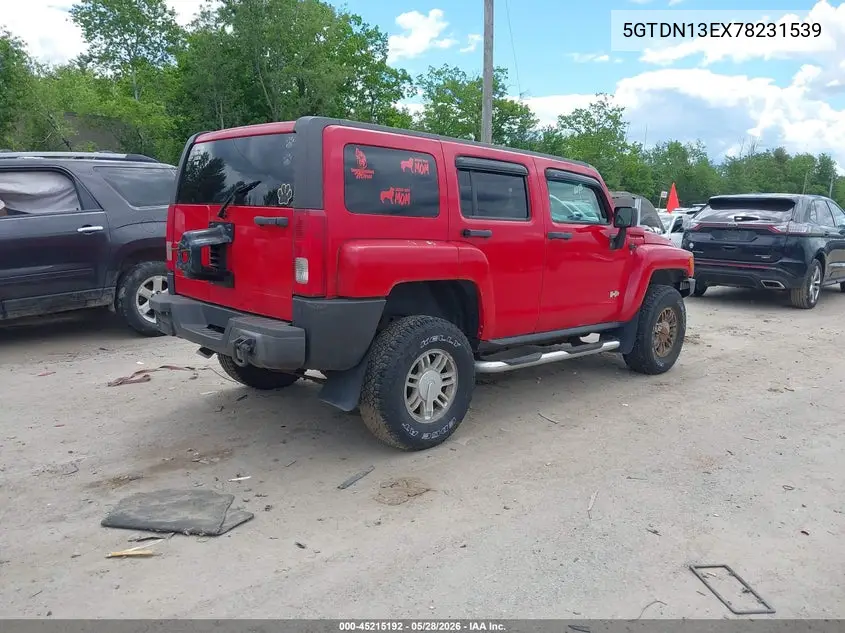 2007 Hummer H3 Suv VIN: 5GTDN13EX78231539 Lot: 45215192