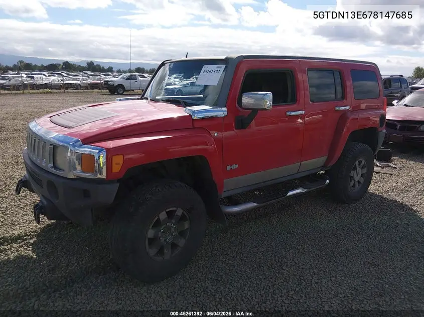2007 Hummer H3 Suv VIN: 5GTDN13E678147685 Lot: 45261392