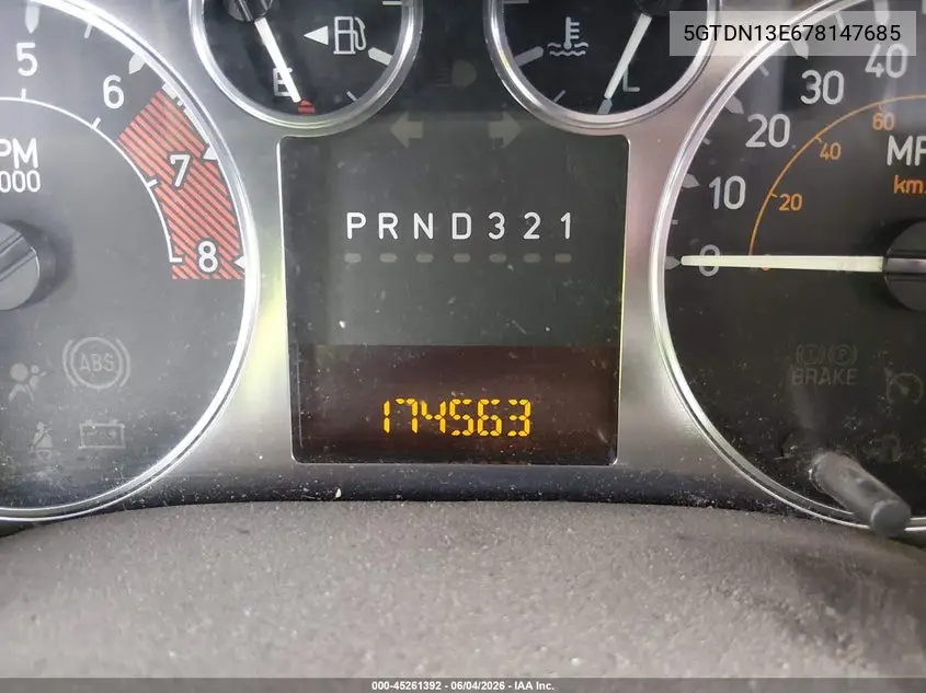 2007 Hummer H3 Suv VIN: 5GTDN13E678147685 Lot: 45261392