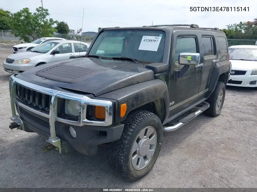 2007 Hummer H3 Suv VIN: 5GTDN13E478115141 Lot: 45288507