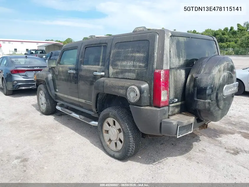 2007 Hummer H3 Suv VIN: 5GTDN13E478115141 Lot: 45288507