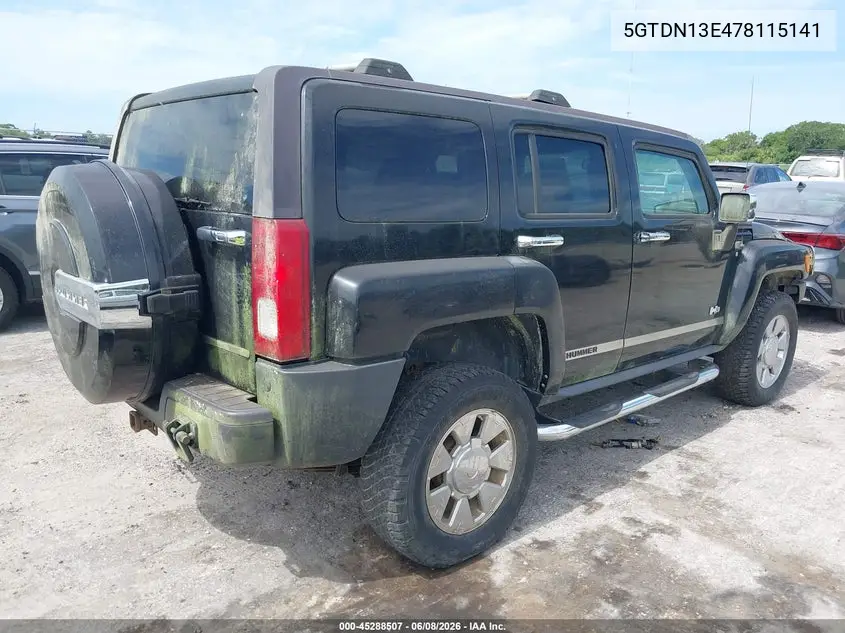 2007 Hummer H3 Suv VIN: 5GTDN13E478115141 Lot: 45288507