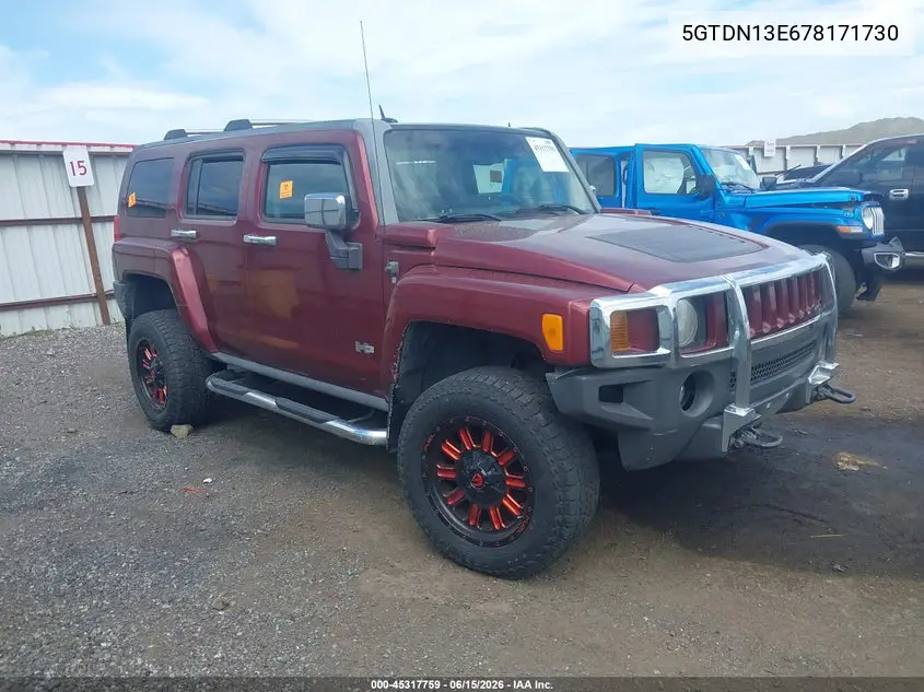 2007 Hummer H3 Suv VIN: 5GTDN13E678171730 Lot: 45317759
