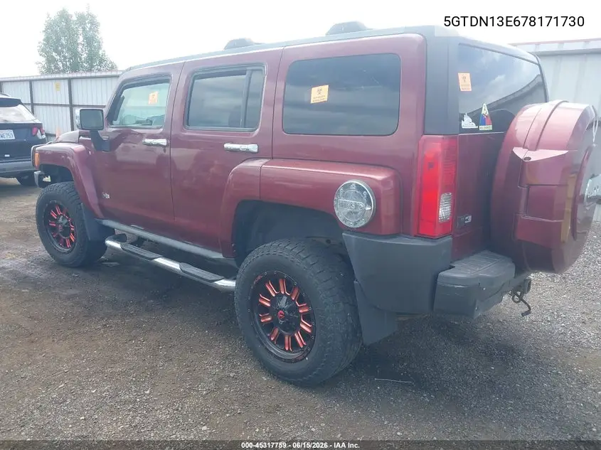 2007 Hummer H3 Suv VIN: 5GTDN13E678171730 Lot: 45317759