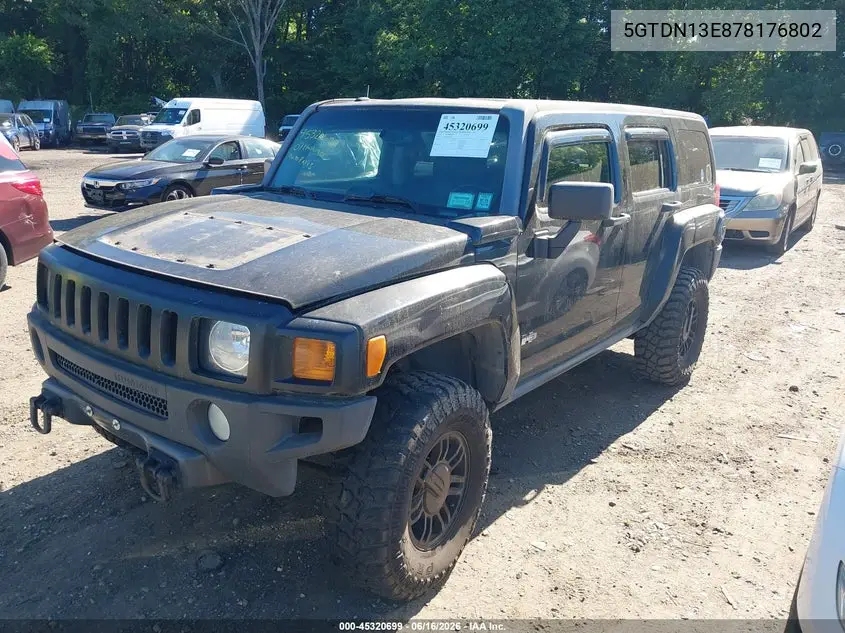 2007 Hummer H3 Suv VIN: 5GTDN13E878176802 Lot: 45320699