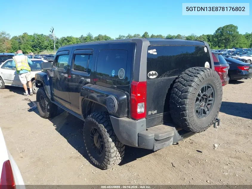2007 Hummer H3 Suv VIN: 5GTDN13E878176802 Lot: 45320699