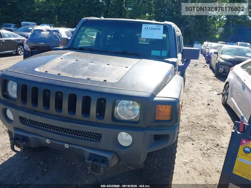 2007 Hummer H3 Suv VIN: 5GTDN13E878176802 Lot: 45320699