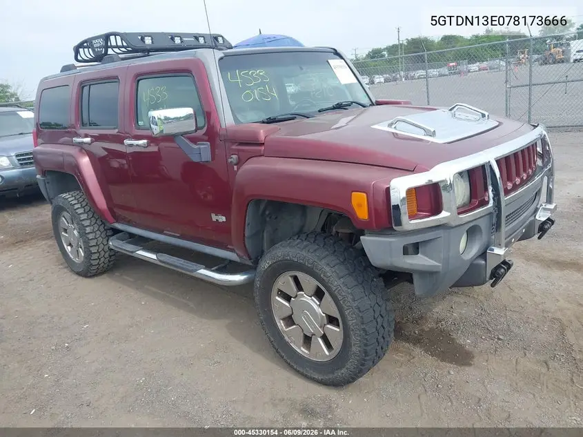 2007 Hummer H3 Suv VIN: 5GTDN13E078173666 Lot: 45330154