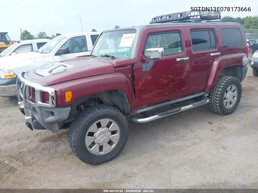 2007 Hummer H3 Suv VIN: 5GTDN13E078173666 Lot: 45330154