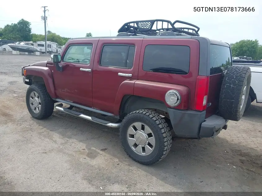 2007 Hummer H3 Suv VIN: 5GTDN13E078173666 Lot: 45330154
