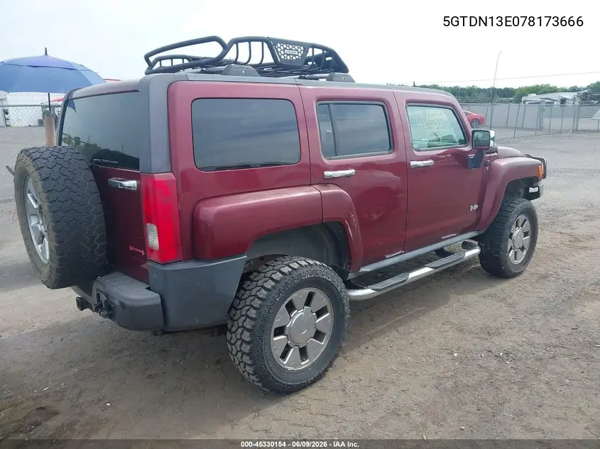 2007 Hummer H3 Suv VIN: 5GTDN13E078173666 Lot: 45330154