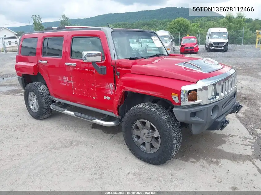 2007 Hummer H3 Suv VIN: 5GTDN13E678112466 Lot: 45339046