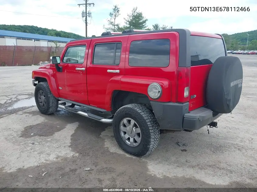 2007 Hummer H3 Suv VIN: 5GTDN13E678112466 Lot: 45339046