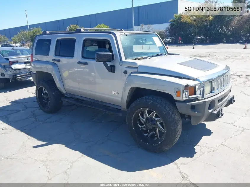 2007 Hummer H3 Suv VIN: 5GTDN13E878105681 Lot: 45375021
