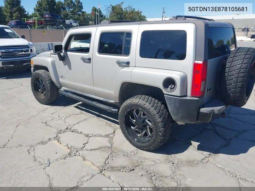 2007 Hummer H3 Suv VIN: 5GTDN13E878105681 Lot: 45375021