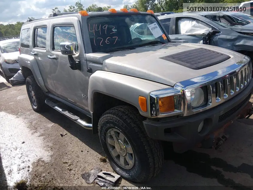 2007 Hummer H3 Suv VIN: 5GTDN13E078251850 Lot: 45385501