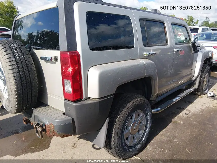 2007 Hummer H3 Suv VIN: 5GTDN13E078251850 Lot: 45385501