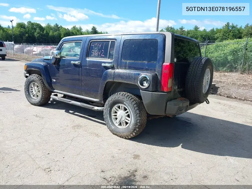 2007 Hummer H3 Suv VIN: 5GTDN13E078196557 Lot: 45415642