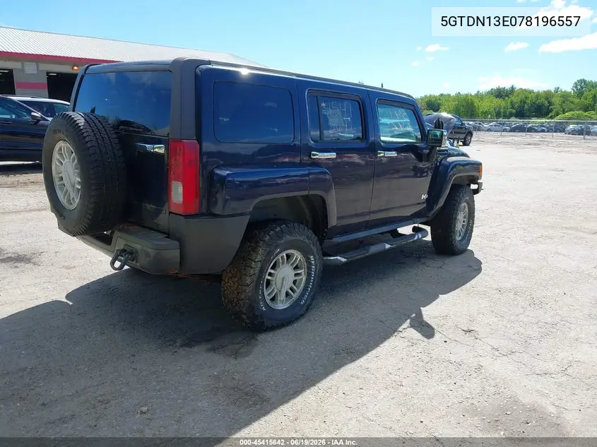 2007 Hummer H3 Suv VIN: 5GTDN13E078196557 Lot: 45415642