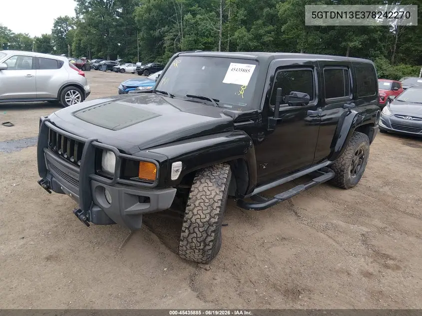 2007 Hummer H3 Suv VIN: 5GTDN13E378242270 Lot: 45435885