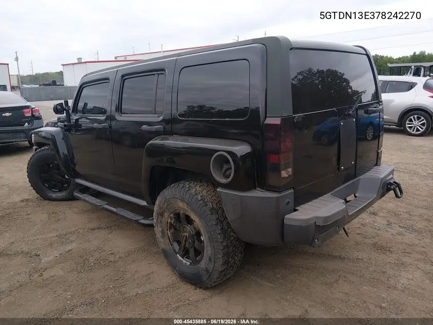 2007 Hummer H3 Suv VIN: 5GTDN13E378242270 Lot: 45435885