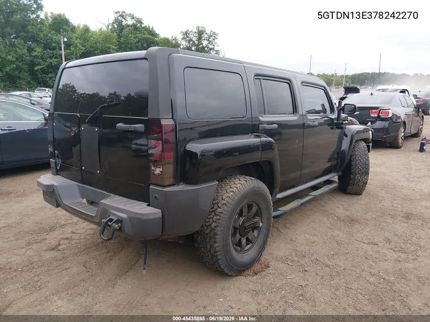 2007 Hummer H3 Suv VIN: 5GTDN13E378242270 Lot: 45435885