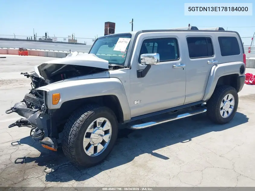 2007 Hummer H3 Suv VIN: 5GTDN13E178184000 Lot: 45457796